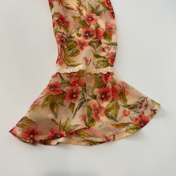 DISNEY SNOW WHITE LC LAUREN CONRAD Top Blouse Floral Peasant Boho Pink Size S XL - Picture 6 of 8